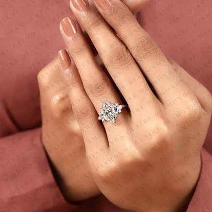 Marquise Cut Moissanite Diamond Engagement Ring Nature Inspired Floral Ring Vintage Leaf Wedding Ring Unique Proposal Ring