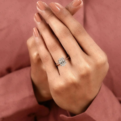 Oval Cut Lab Grown Diamond Solitaire Engagement Ring, Four Prong Hidden Tulip Setting, Minimalist White Gold Proposal Ring