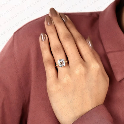 Cushion Rose Cut Lab Grown Diamond Engagement Ring Vintage Setting Unique Bridal Ring with Antique Inspired
