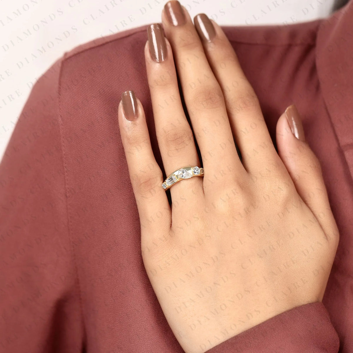 1.15 TCW Princess & Round & Pear & Emerald Cut Band – photo 7
