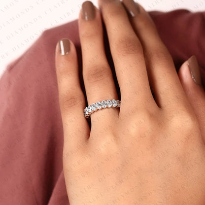 3.90 TCW Oval Cut Lab Grown Diamond Band Eternity Classic Stackable Band Elegant Anniversary Timeless Bridal Jewelry