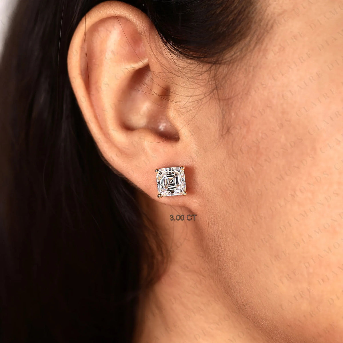 asscher cut moissanite diamond stud earrings classic solitaire earrings elegant luxury bridal jewelry timeless gift for her