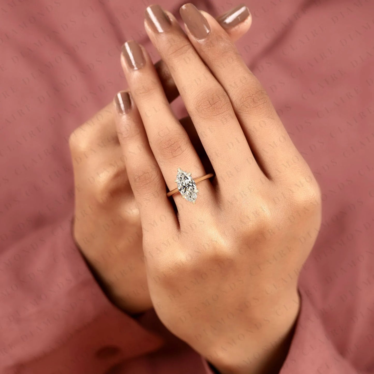 marquise cut lab grown diamond ring elegant tulip set ring solitaire engagement ring for her