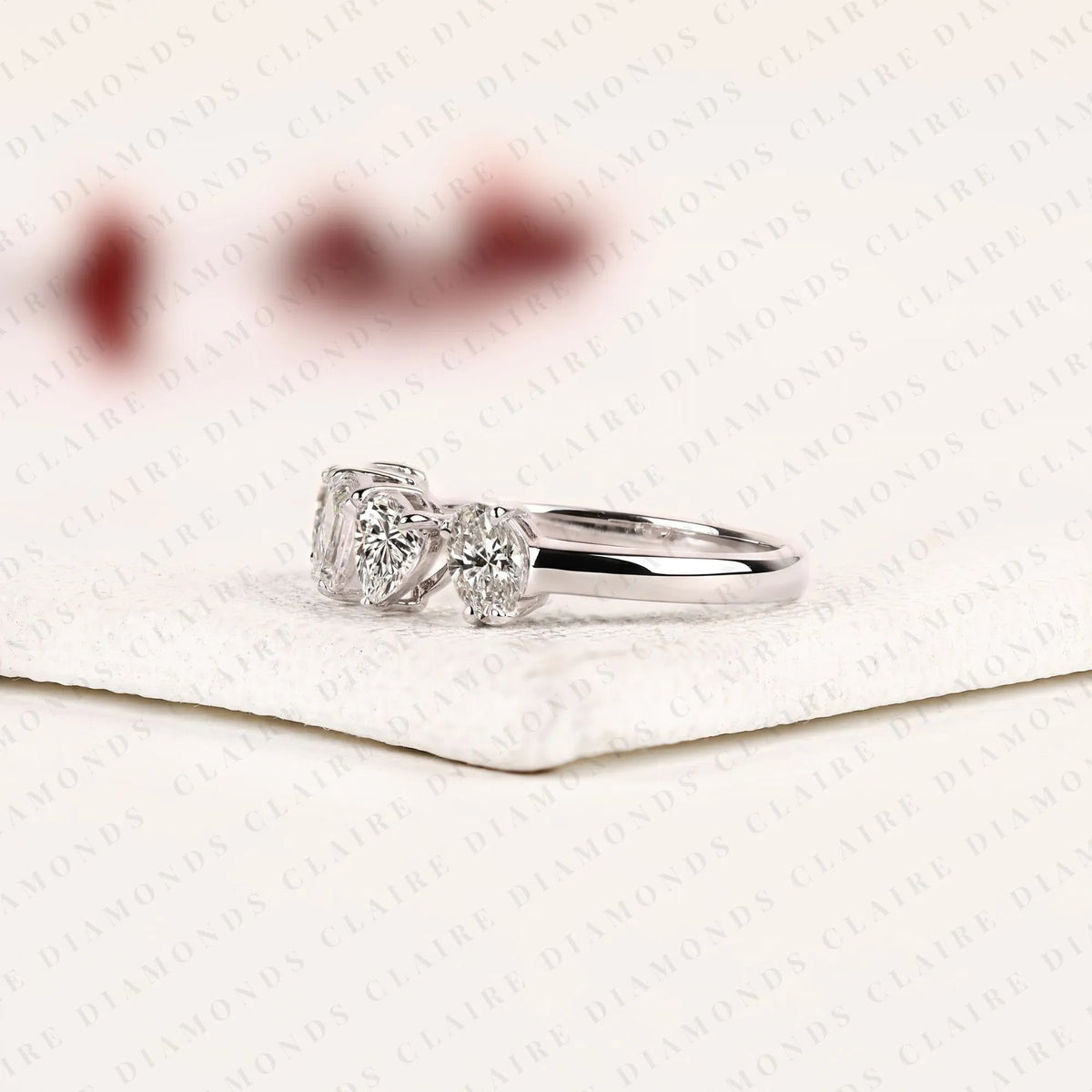 1.60 tcw mixed cut band emerald & pear & oval & heart lab grown diamond half eternity wedding band unique stackable band