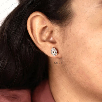 Pear Cut Lab Grown Diamond Stud Earrings Classic Solitaire Earrings Elegant Minimalist Bridal Jewelry Timeless Gift for Her