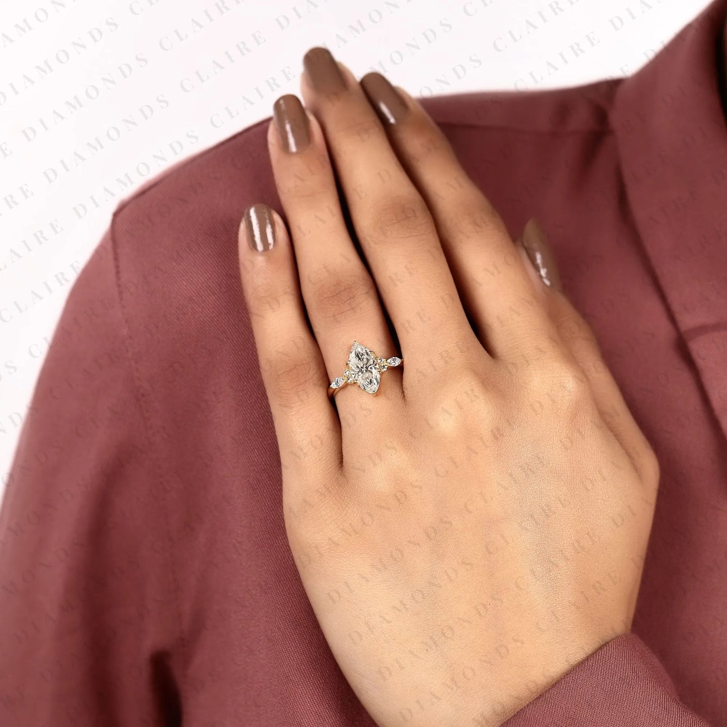 marquise cut lab grown diamond engagement gold ring wedding elegant anniversary gift for her