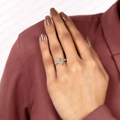 Marquise Cut Lab Grown Diamond Engagement Gold Ring Wedding Elegant Anniversary Gift For Her