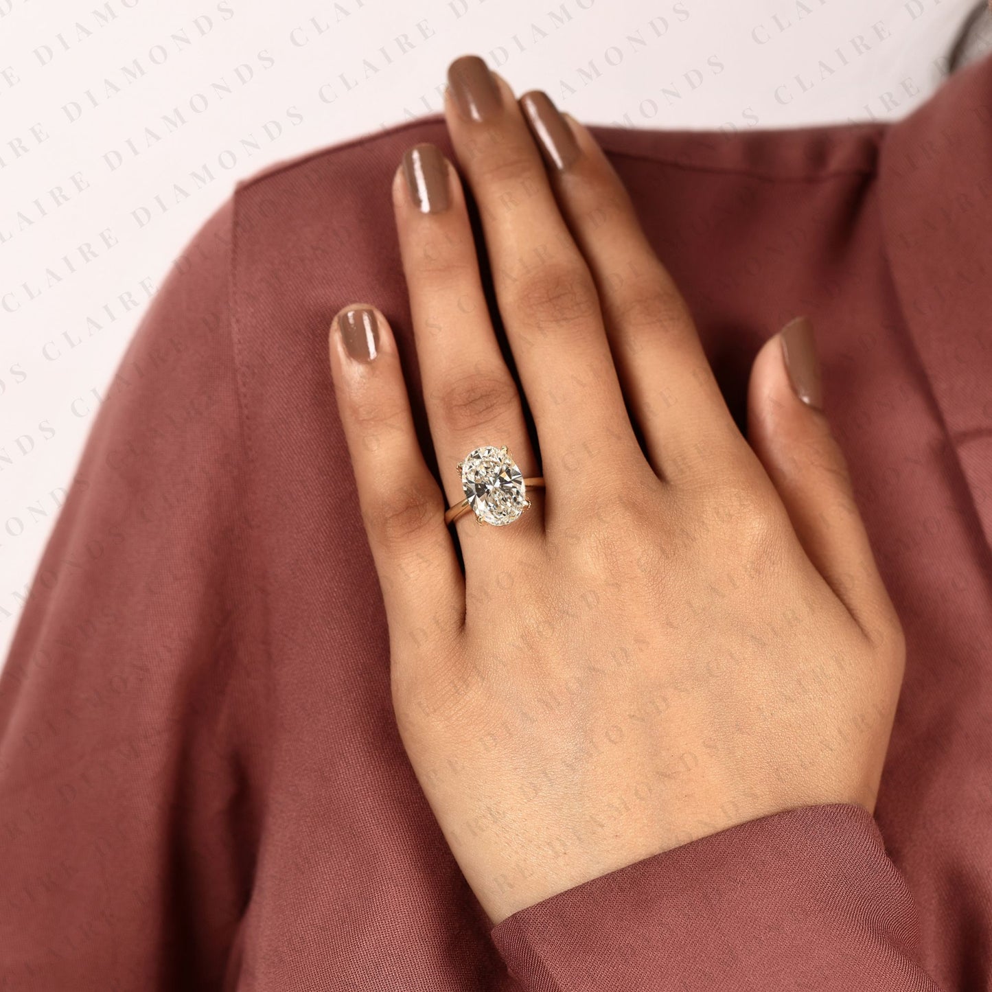 oval moissanite diamond engagement ring in gold | hidden halo ring with tulip set gold ring.