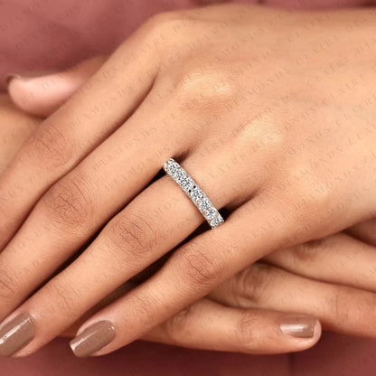 3.30 TCW Round Cut Lab Grown Diamond  Full Eternity Wedding Ring Anniversary Band  Stackable Diamond Ring