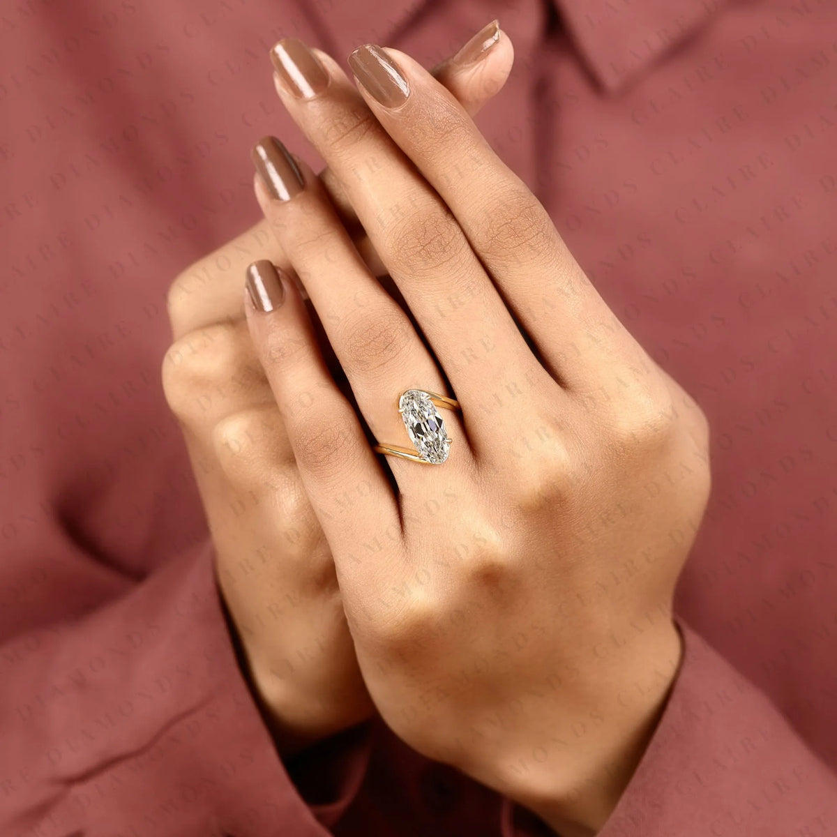 old mine moval cut lab grown diamond engagement ring | unique gold solitaire ring | vintage inspired modern bridal jewelry