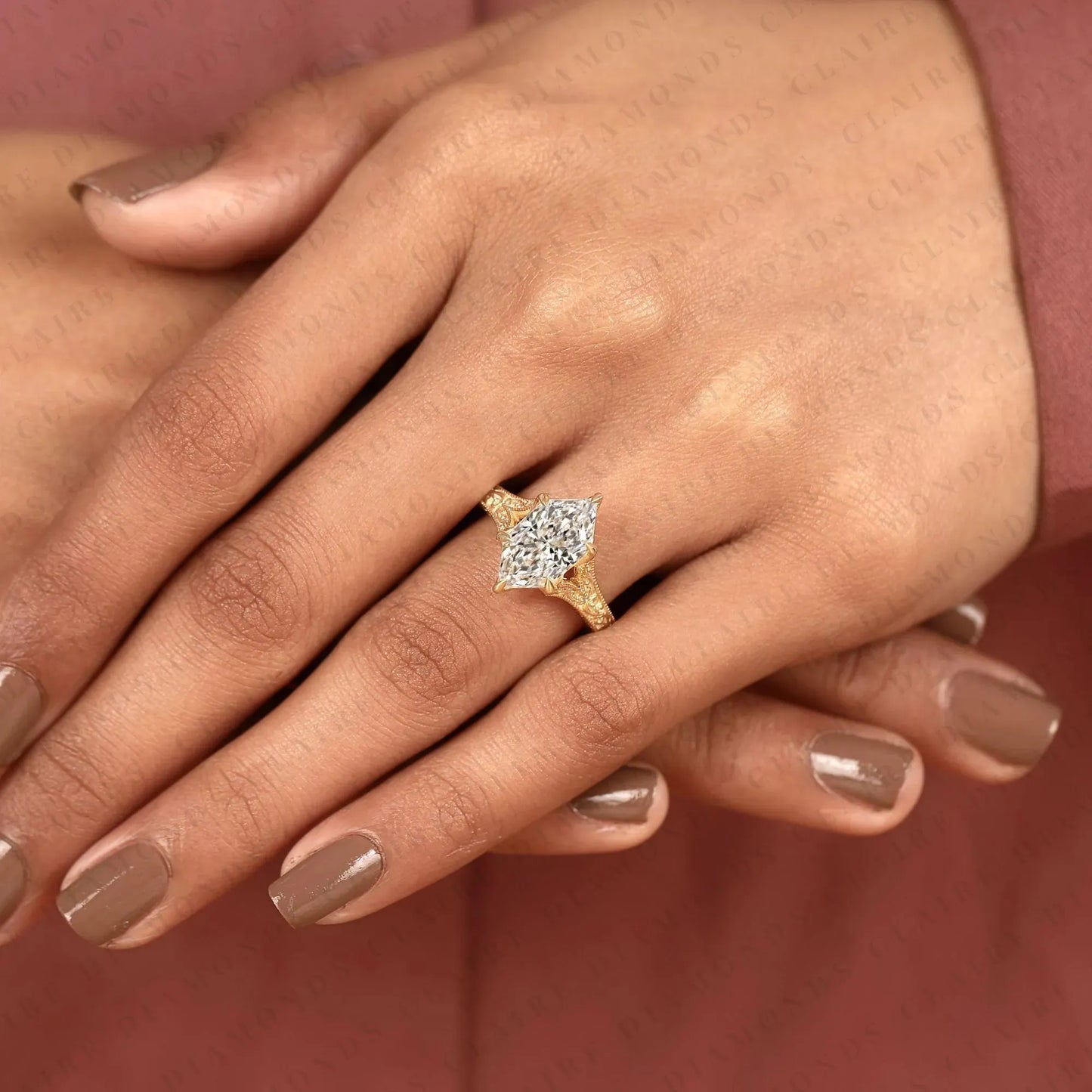 dutch marquise cut lab grown diamond engagement ring vintage filigree solitaire ring, art deco inspired bridal ring for women