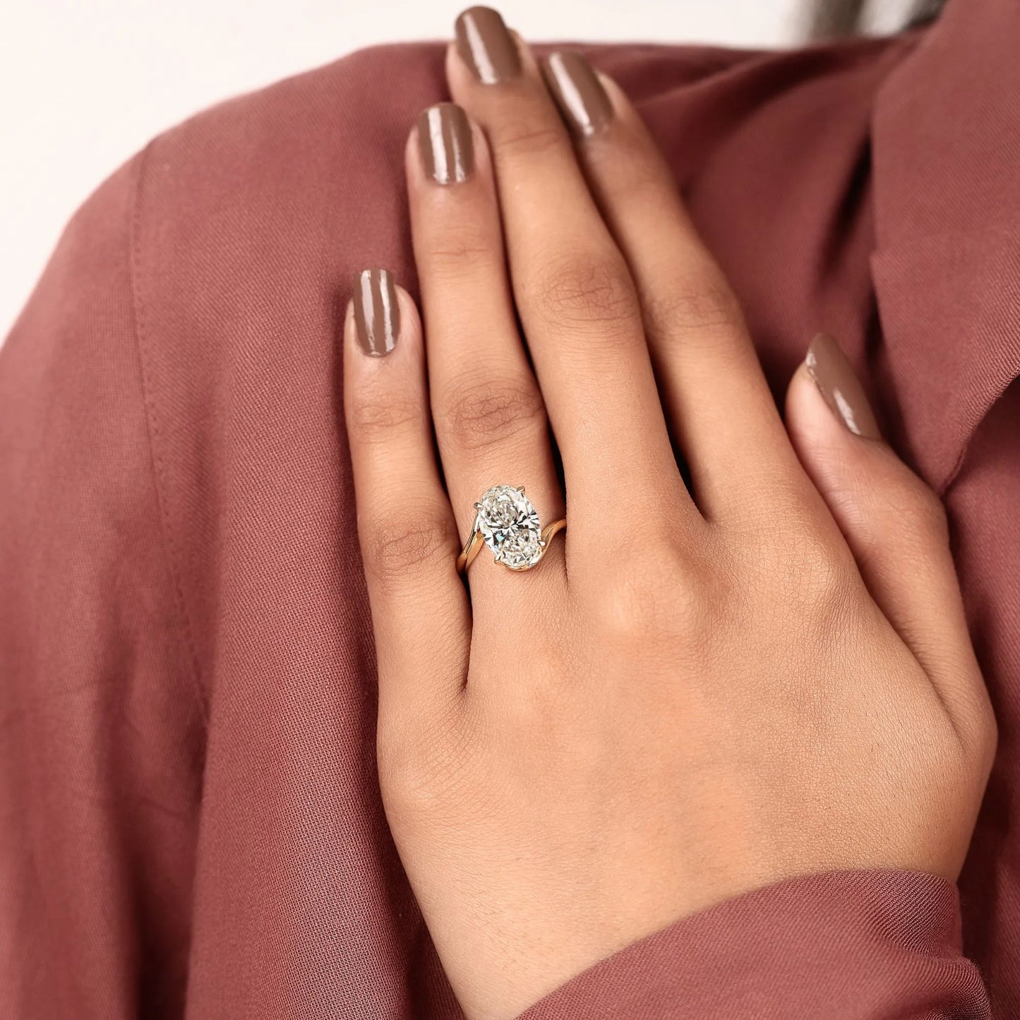 bypass oval cut lab grown diamond engagement ring | modern solitaire promise ring for everyday luxury wear