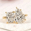 4.70 TCW Toi et Moi Pear & Radiant Cut Moissanite Diamond Engagement Ring Two Stone Gold Promise Ring  Modern Bridal Ring
