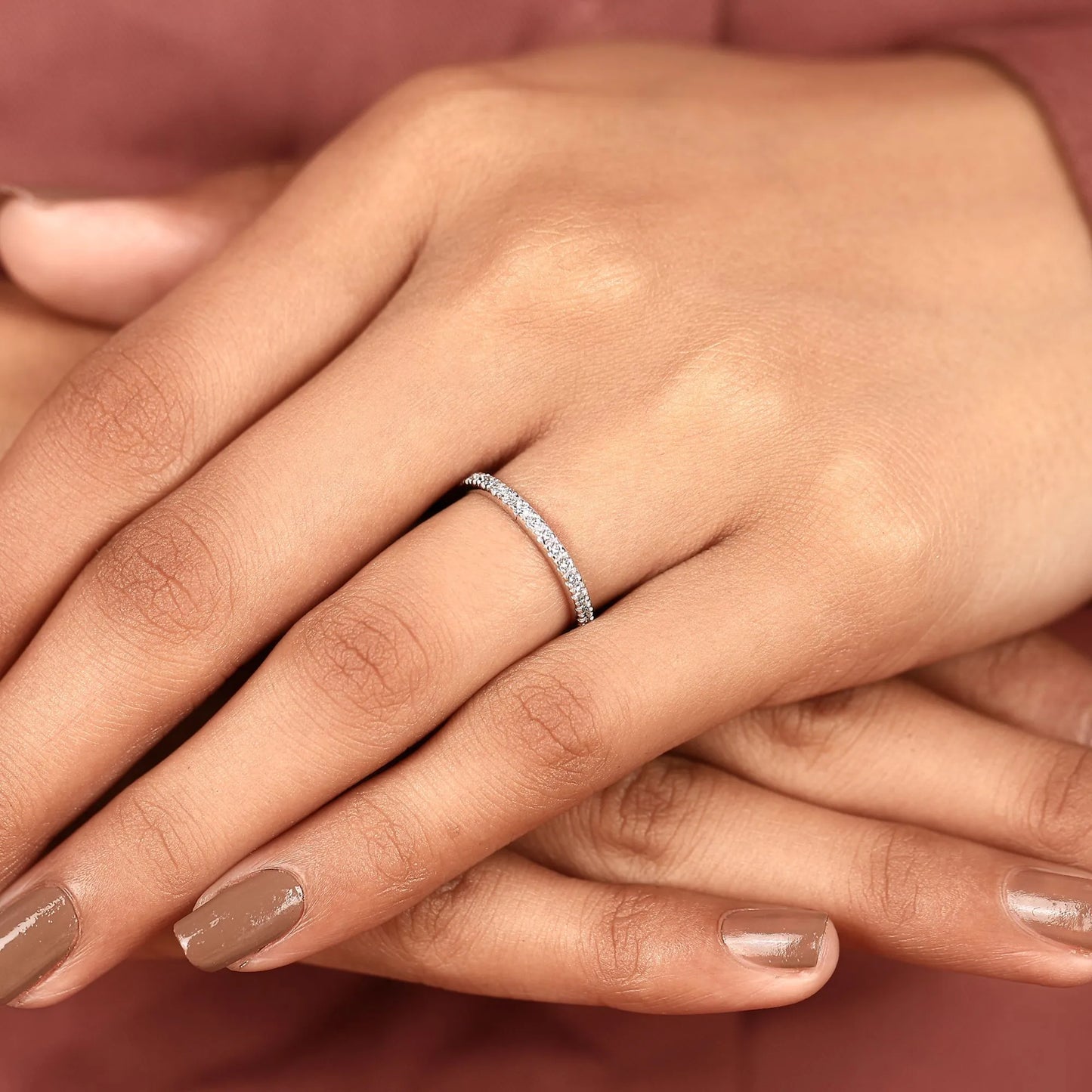 0.30 tcw timeless round brilliant lab grown diamond eternity wedding band with delicate pavé set sparkling accents