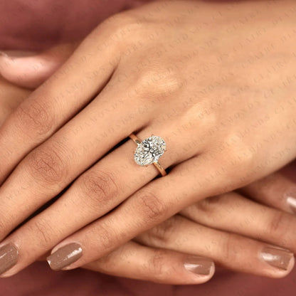 Classic Oval Cut Solitaire Lab Grown Diamond Engagement Ring in Yellow Gold | Hidden Halo Wedding Ring for Women | Timeless Anniversary Gift.