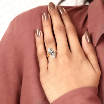 Marquise Cut Moissanite Diamond Engagement Ring, Modern Bezel Set Solitaire Ring, Minimalist Gold Wedding Ring, IGI Certified Diamond Ring
