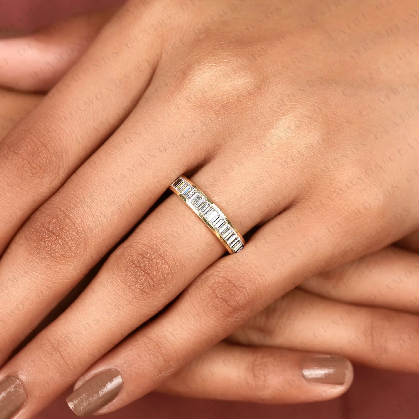 1.35 tcw baguette cut lab grown diamond eternity wedding band minimalist stackable anniversary ring for women