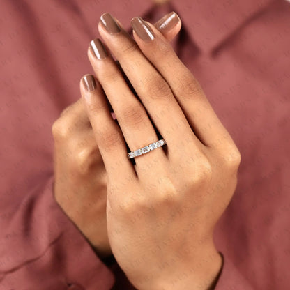 2.25 TCW Emerald Cut Lab Grown Diamond Eternity Wedding Band | Stackable Full Eternity Anniversary Ring for Women