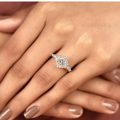 Curved Chevron Wedding Band Set with Elongated Oval Cut Lab Grown Diamond Ring | Vintage V-Shaped Bridal Set | Unique Anniversary Ring for Women