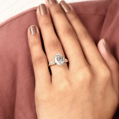 Oval Cut Nature Inspired Moissanite Diamond Engagement Ring Floral Vine Gold Ring Vintage Leaf Wedding Ring for Women