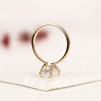 Classic Oval Cut Solitaire Moissanite Diamond Engagement Ring in Yellow Gold | Minimalist Wedding Ring for Women | Timeless Anniversary Gift.