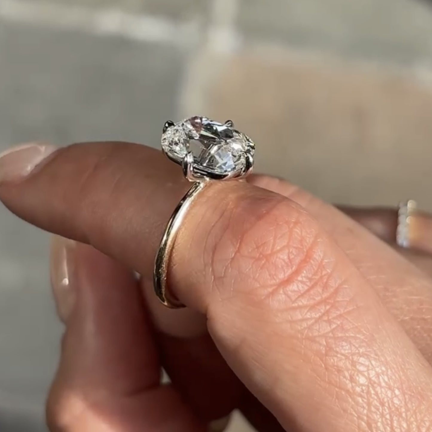 old mine elongated cushion moissanite engagement ring gold vintage wedding anniversary ring