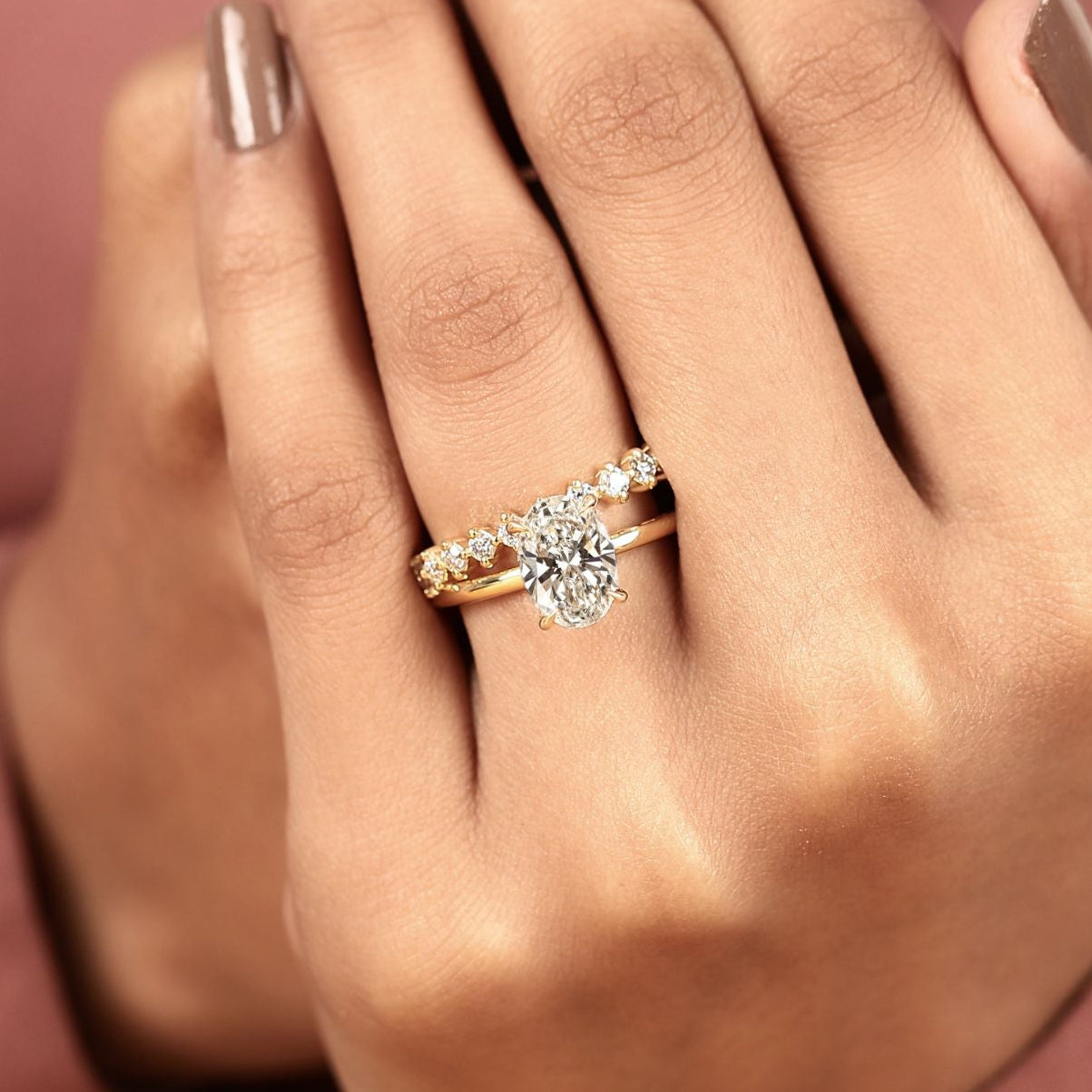 classic oval cut moissanite diamond ring set for engagement, wedding, and anniversary celebrations