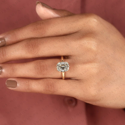 Old Mine Elongated Cushion Cut Lab Grown Engagement Ring in Solid Gold | Classic Solitaire Wedding Ring