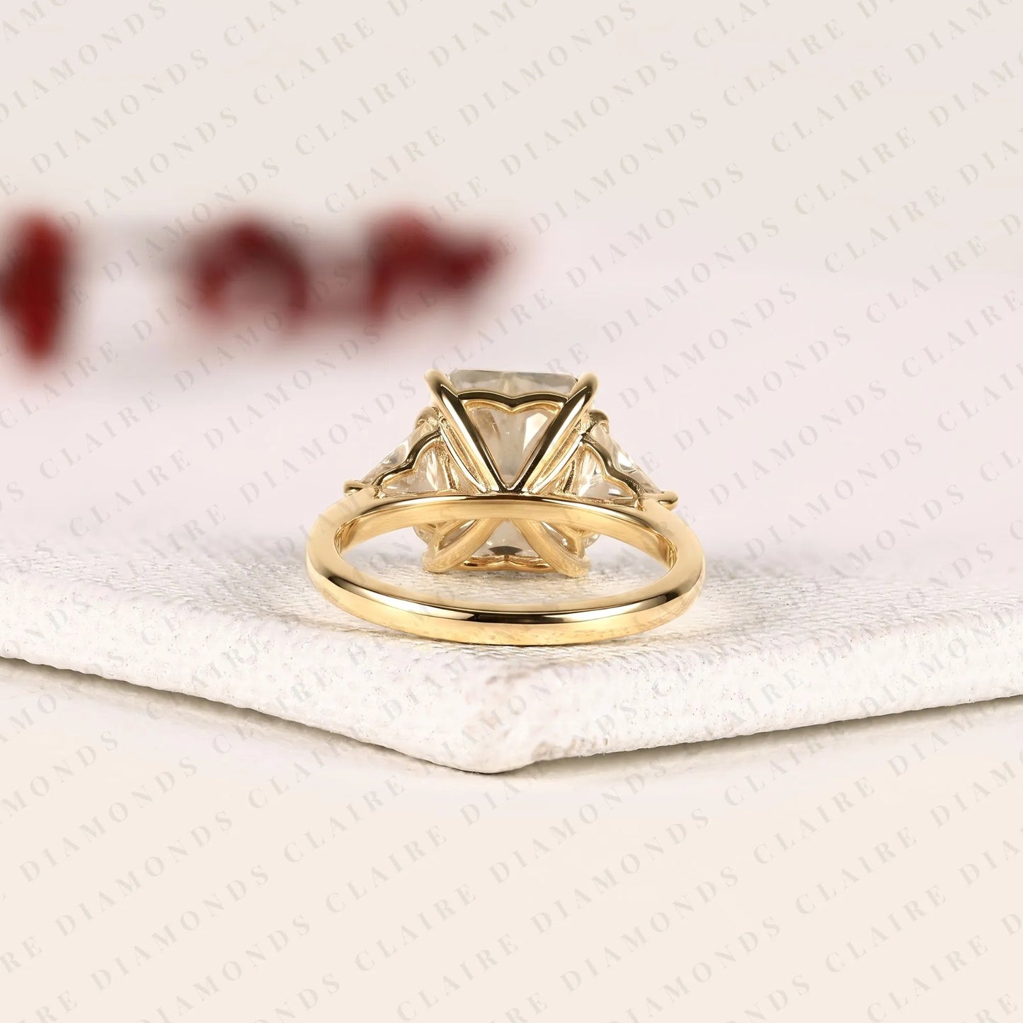 radiant cut moissanite diamond engagement ring three stone gold ring trillion elegant jewelry for women