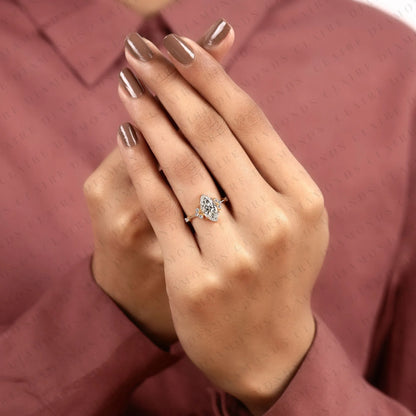 Marquise Lab Grown Diamond Engagement Ring Unique Floral Vintage Inspired Statement Bridal Ring