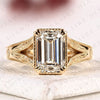 Vintage Emerald Cut Moissanite Diamond Engagement Ring Art Deco Filigree Solitaire Ring Emerald Diamond Ring Gold Promise Ring.