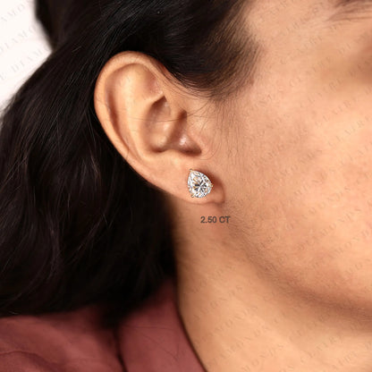 Pear Cut Lab Grown Diamond Stud Earrings Classic Solitaire Earrings Elegant Minimalist Bridal Jewelry Timeless Gift for Her