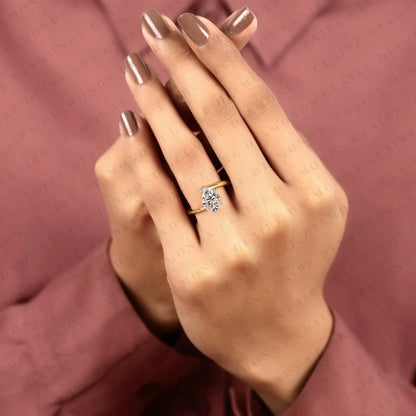Oval Cut Lab Grown Diamond Engagement Ring Bypass Ring Unique Open Band Modern Style Bridal Jewelry