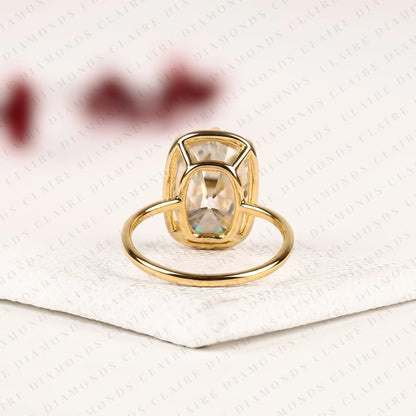 Old Mine Elongated Cushion Cut Lab Grown Diamond Solitaire Engagement Ring Diamond Ring Classic Minimalist Bridal Ring for Women