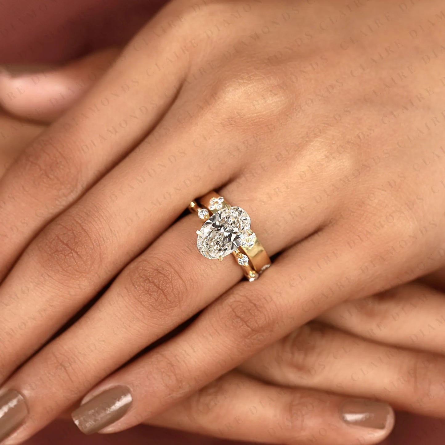 oval cut moissanite diamond engagement ring set floral accent  vintage inspired diamond ring