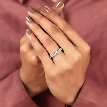 3.84 TCW Emerald Cut Lab Grown Diamond Eternity Band Stackable Ring Engagement Promise Ring For Her