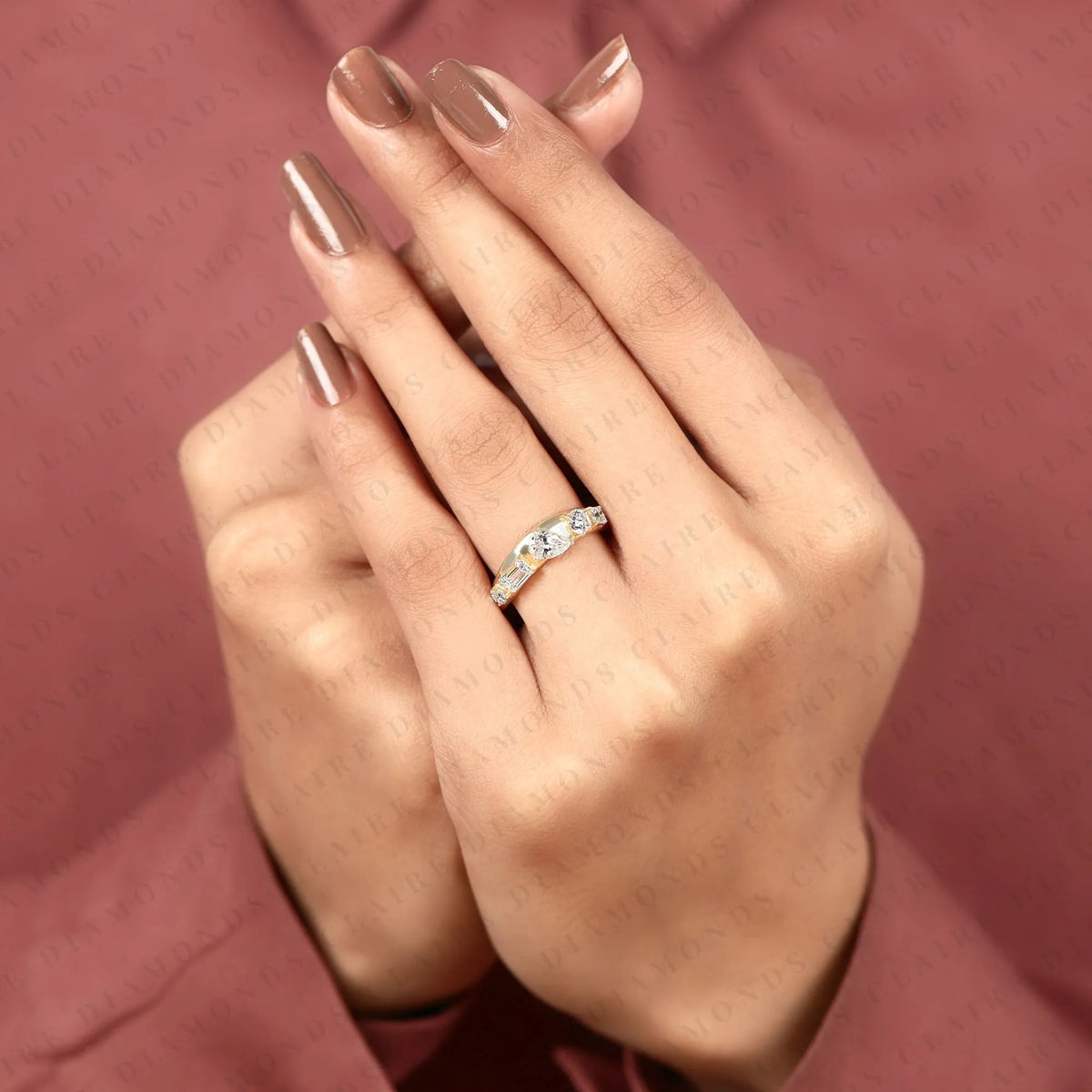 1.15 TCW Princess & Round & Pear & Emerald Cut Band – photo 2