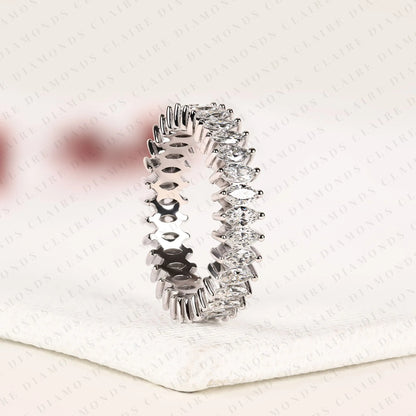 4.80 TCW Marquise Cut Lab Grown Diamond Eternity Band Wedding Elegant Stackable Diamond Band Modern Bridal Jewelry