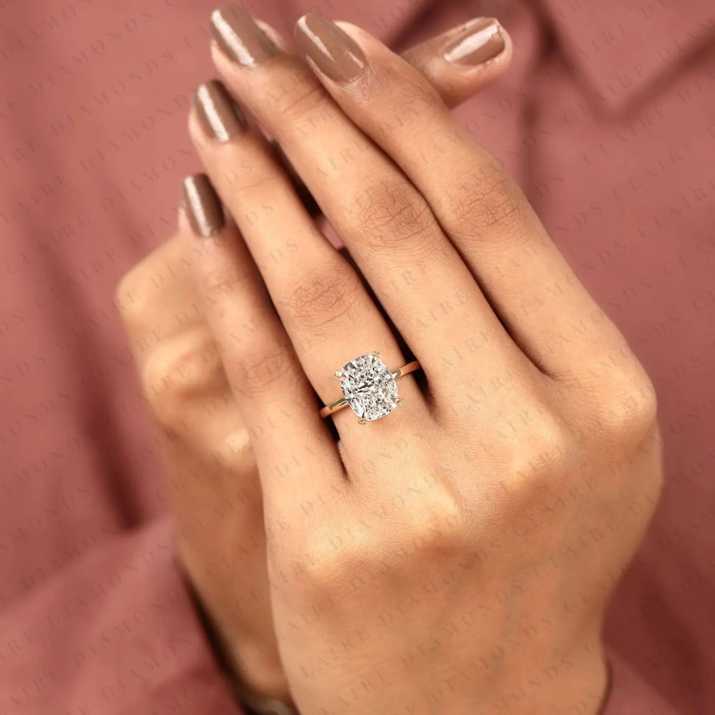 elongated cushion cut moissanite diamond solitaire engagement ring classic gold wedding ring minimalist bridal ring anniversary gift for women.