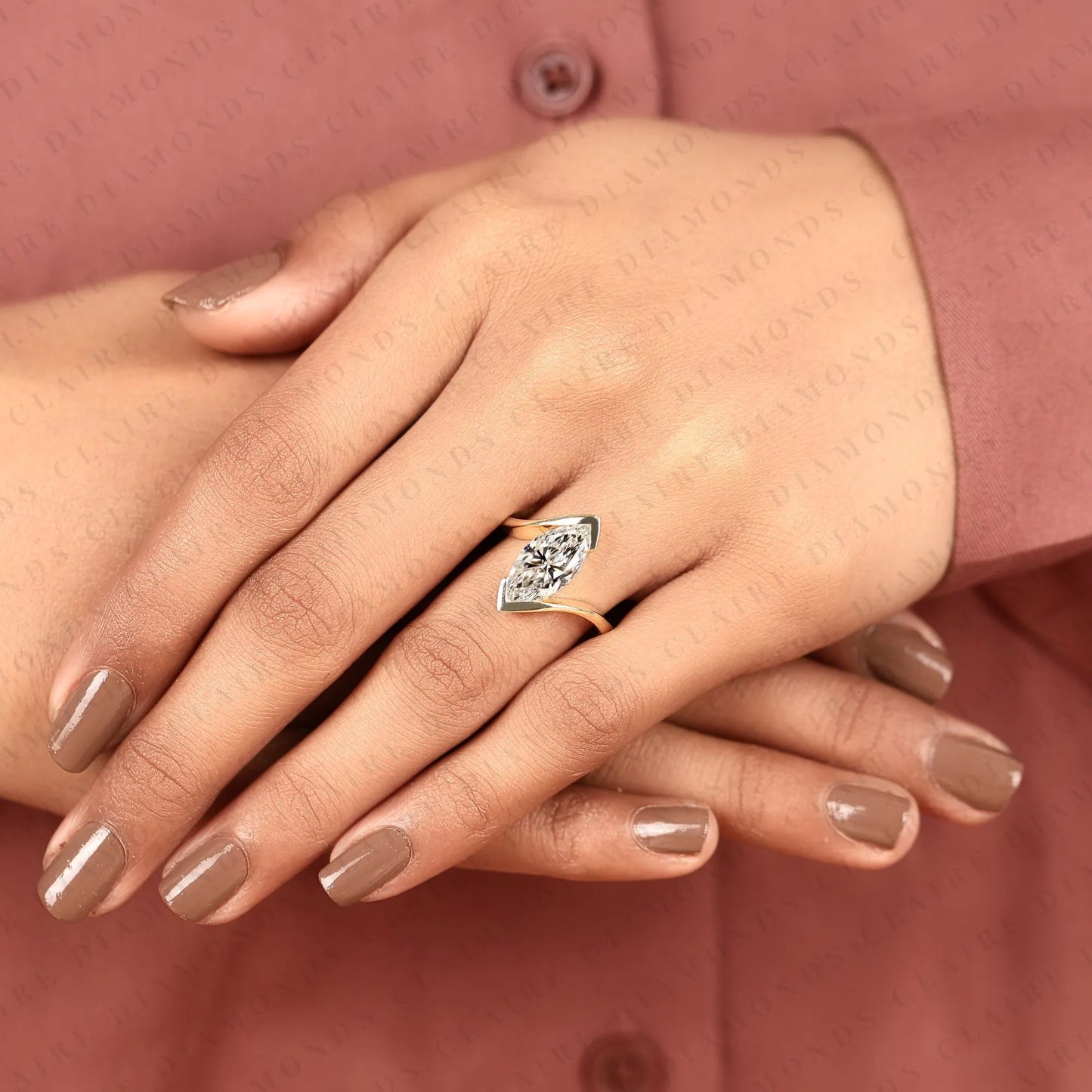 marquise cut moissanite diamond engagement ring, modern bezel set solitaire ring, minimalist gold wedding ring, igi certified diamond ring