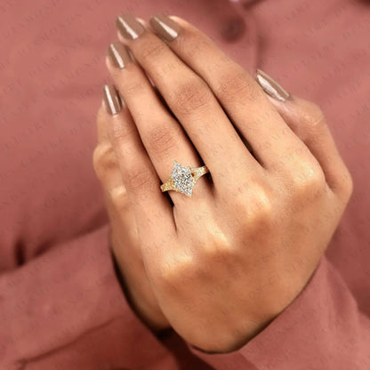 Dutch Marquise Cut Moissanite Diamond Engagement Ring Vintage Filigree Solitaire Ring Art Deco Inspired Bridal Ring for Women