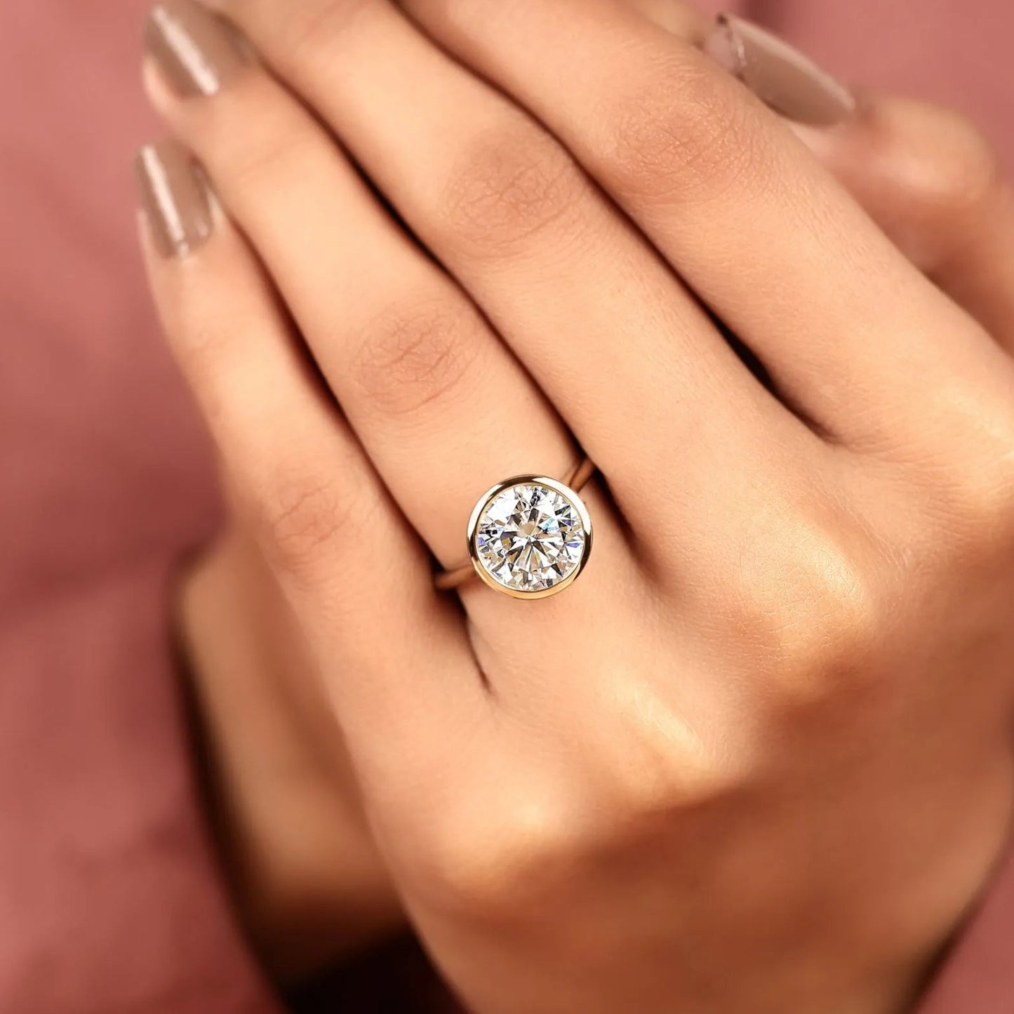 luxury round brilliant lab grown diamond solitaire engagement ring with timeless modern elegance