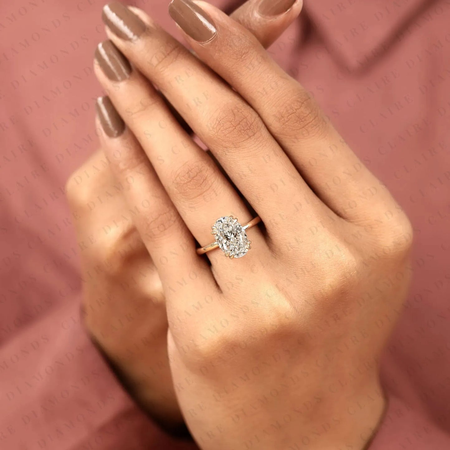 personalized custom initial oval lab grown diamond ring with hidden halo setting