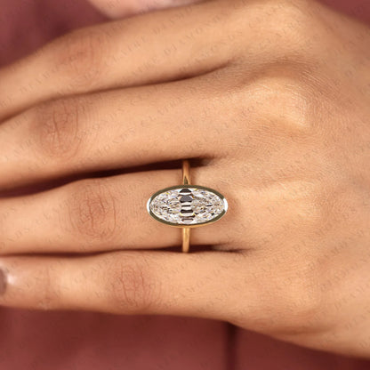 Signature Old Mine Oval Moissanite Diamond Solitaire Engagement Ring with Refined Minimalist Style