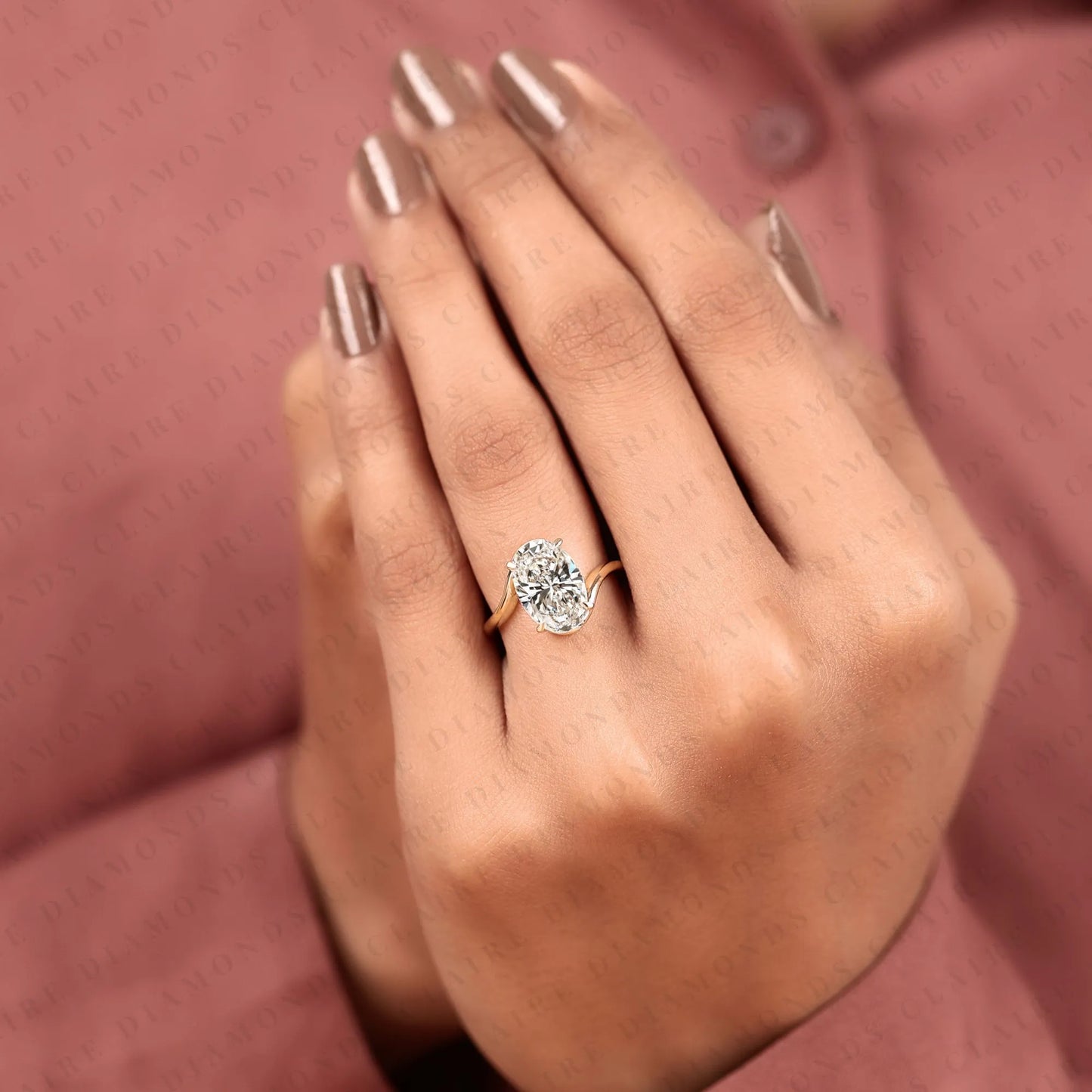 bypass oval cut lab grown diamond engagement ring | modern solitaire promise ring for everyday luxury wear