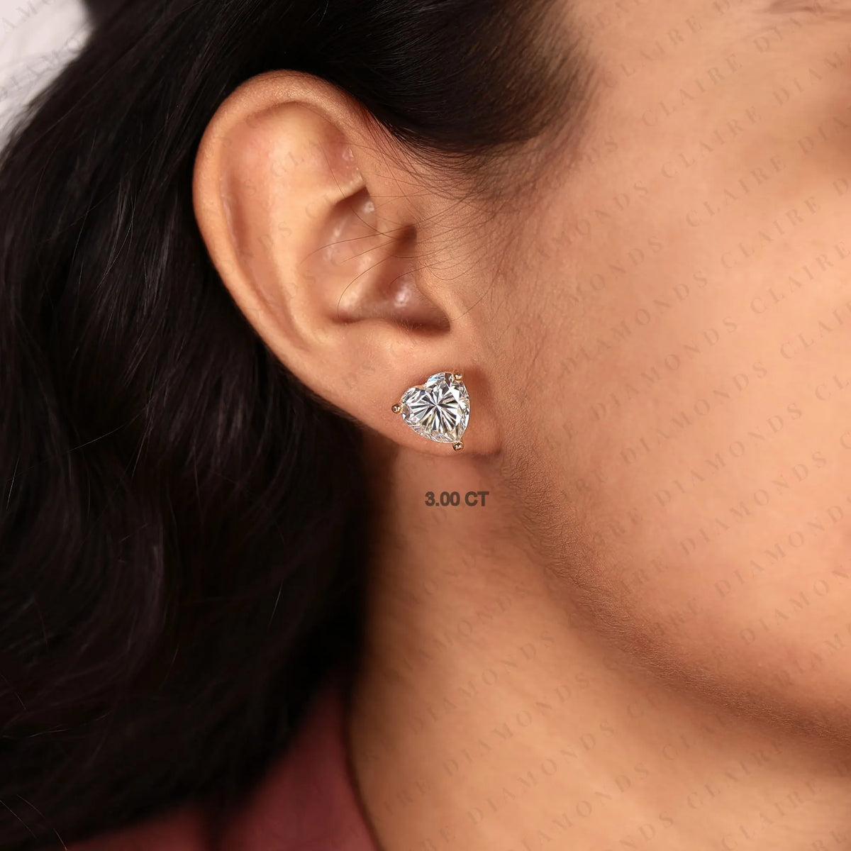 heart cut lab grown diamond stud earrings, classic prong set gold earrings, minimalist heart shape diamond studs, elegant bridal jewelry