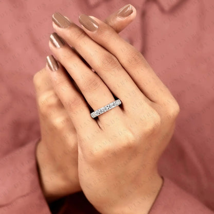 3.30 TCW Round Cut Lab Grown Diamond  Full Eternity Wedding Ring Anniversary Band  Stackable Diamond Ring