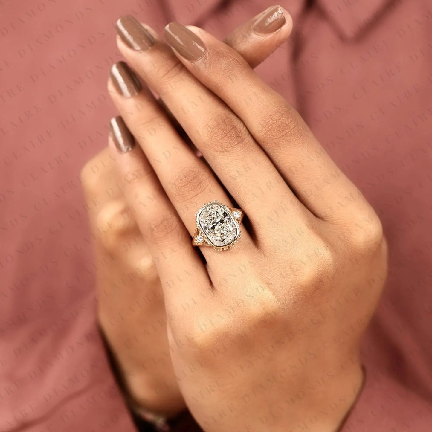 vintage elongated cushion cut moissanite diamond engagement ring | bezel set statement ring | unique gold anniversary ring for women.