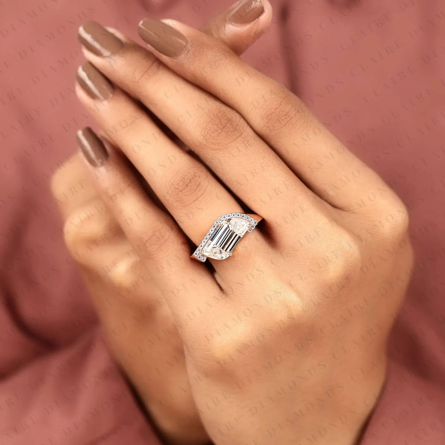 modern flame cut lab grown diamond halo engagement ring with exceptional brilliance