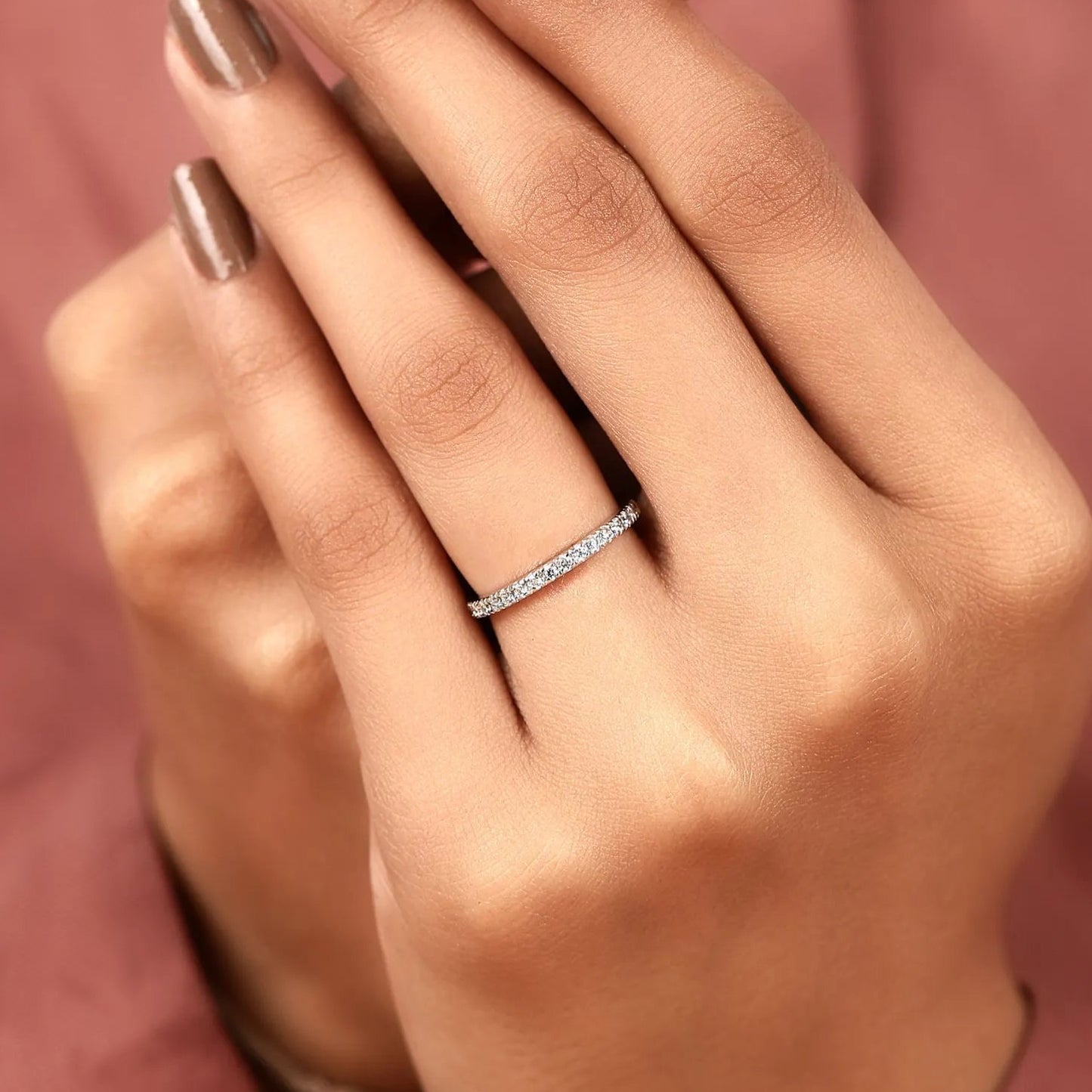 0.30 tcw timeless round brilliant lab grown diamond eternity wedding band with delicate pavé set sparkling accents
